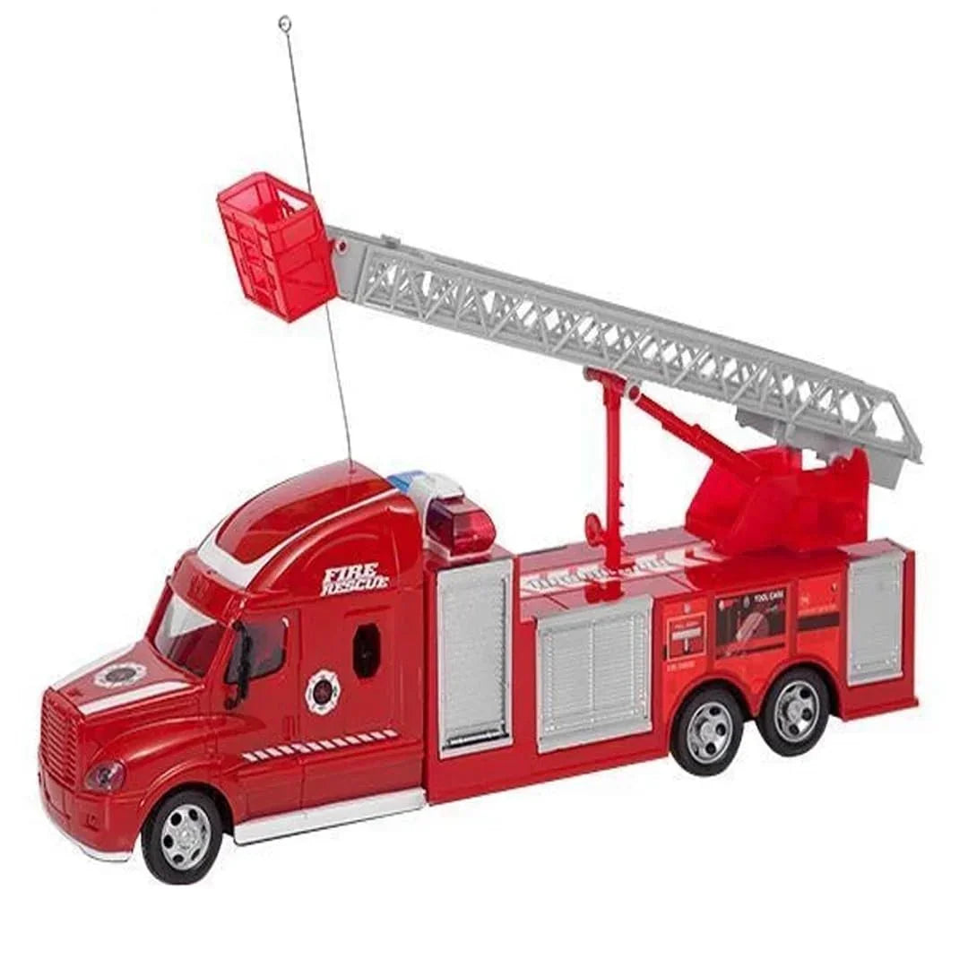 Fire Rescue Ladder Truck Toy with Extendable Crane & Rotating Basket – Friction Powered Fire Engine for Kids - Jaiman Toys