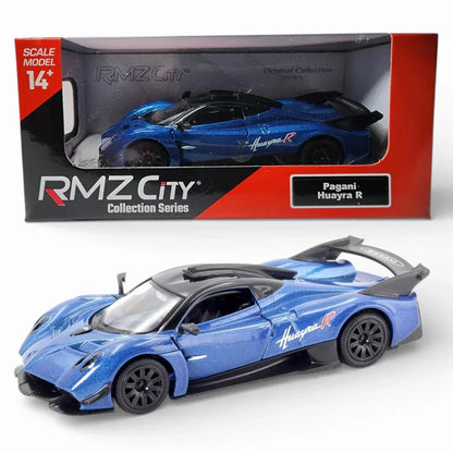 RMZ City Pagani Huayra R 1:36 Die-Cast Hypercar | Pull Back & Go | Openable Doors | Blue / Green Variants