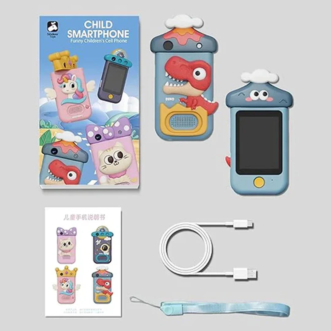 Inteligente Kids Dino Smart Phone Toy, Kids Digital 2.8'' Dual Camera Christmas, Birthday Gifts with Kids Dual Camera, Video, Game, Music Player and Multiple Functions for Kids - Jaiman Toys