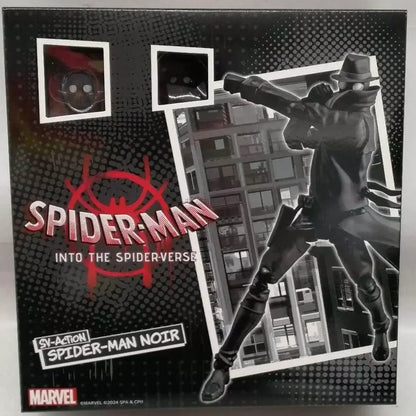 Spider-Man Noir action figure from Into the Spider-Verse in collectible packaging, Marvel toy