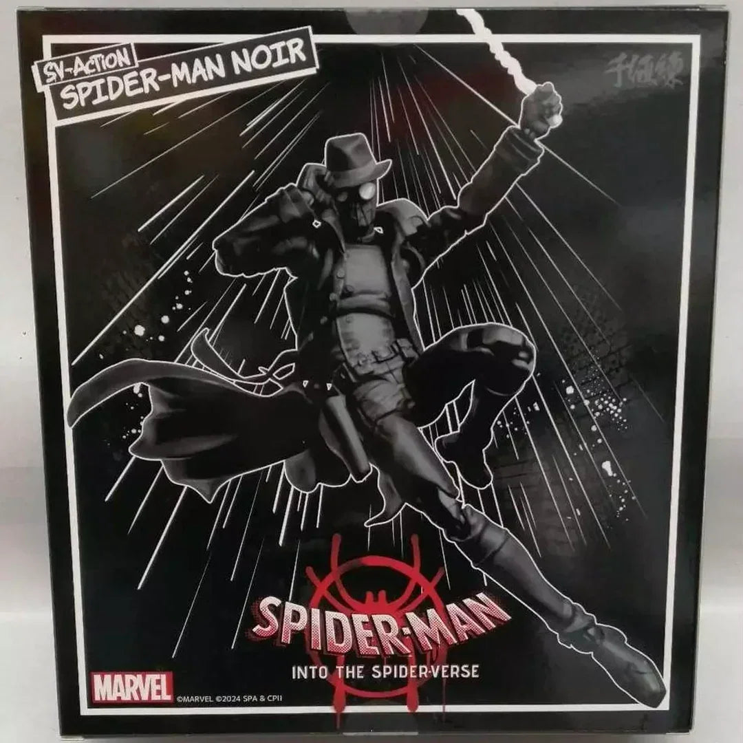 Spider-Man Noir action figure box from Into the Spider-Verse, Marvel collectible toy