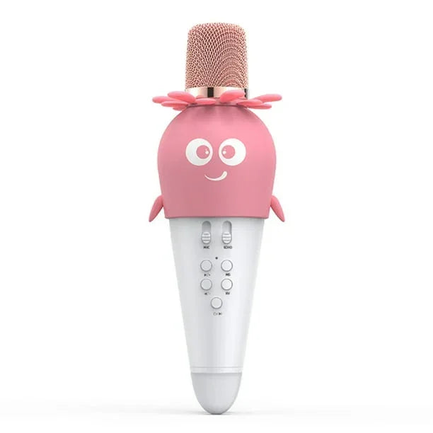 Wireless Bluetooth Karaoke Microphone, Portable 4D Stereo Mircophone with LED 7 Colorful Light, Intelligent Sound Repair Mic Speaker (Pink) - Jaiman Toys