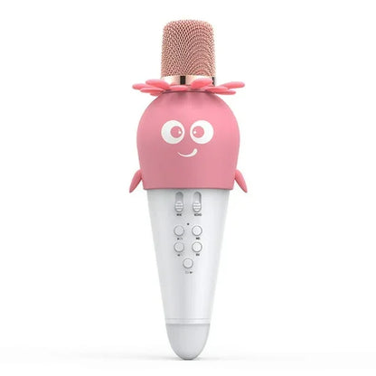 Wireless Bluetooth Karaoke Microphone, Portable 4D Stereo Mircophone with LED 7 Colorful Light, Intelligent Sound Repair Mic Speaker (Pink) - Jaiman Toys