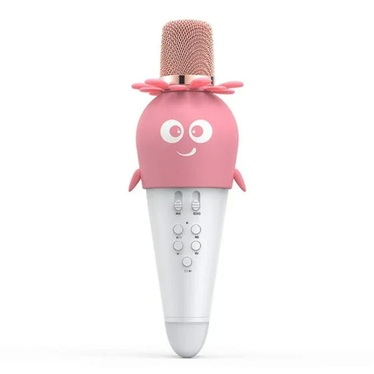 Wireless Bluetooth Karaoke Microphone, Portable 4D Stereo Mircophone with LED 7 Colorful Light, Intelligent Sound Repair Mic Speaker (Pink) - Jaiman Toys