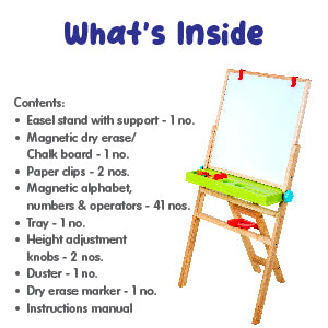 Giggles Funskool My First Easel, 4in1 Double Sided Wooden Magnetic Board with Alphabets & Numbers, Learning, Fun & Engaging Activity,