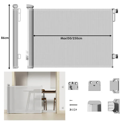SG025 Baby Safety Gate- Premium Durable  – Retractable Child & Pet Safety Barrier for Doorways, Kitchen & Staircases