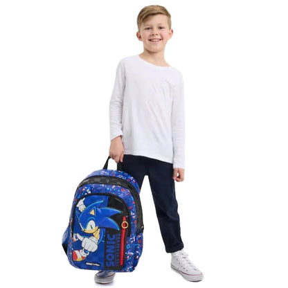 Smiggle Sonic the Hedgehog Classic School Backpack – 16 Inch Kids Bag with Laptop Sleeve, Zippered Compartments & Dual Bottle Holders