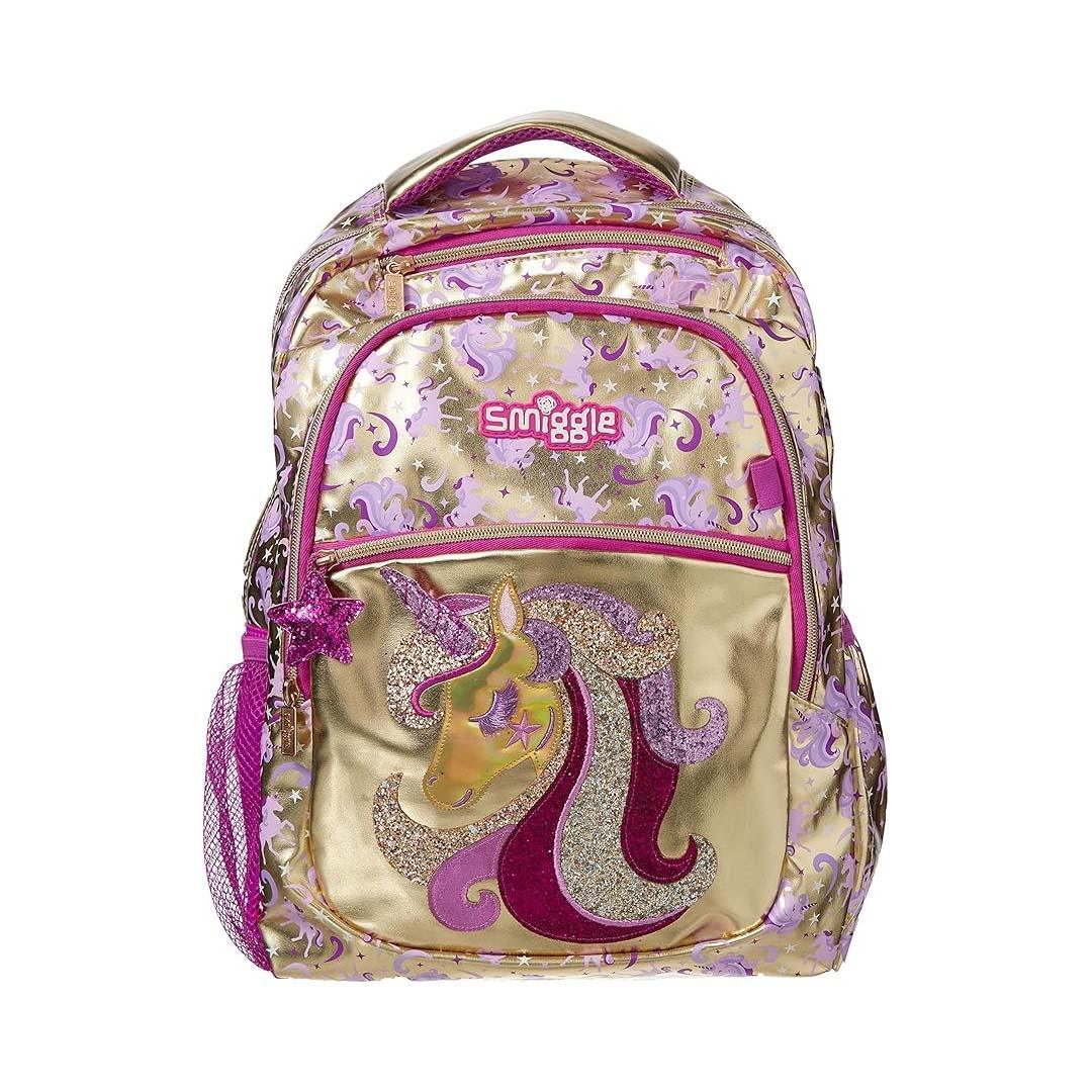 Smiggle School Bags Gold Unicorn School Backpack – Magical & Stylish for Girls - Jaiman Toys