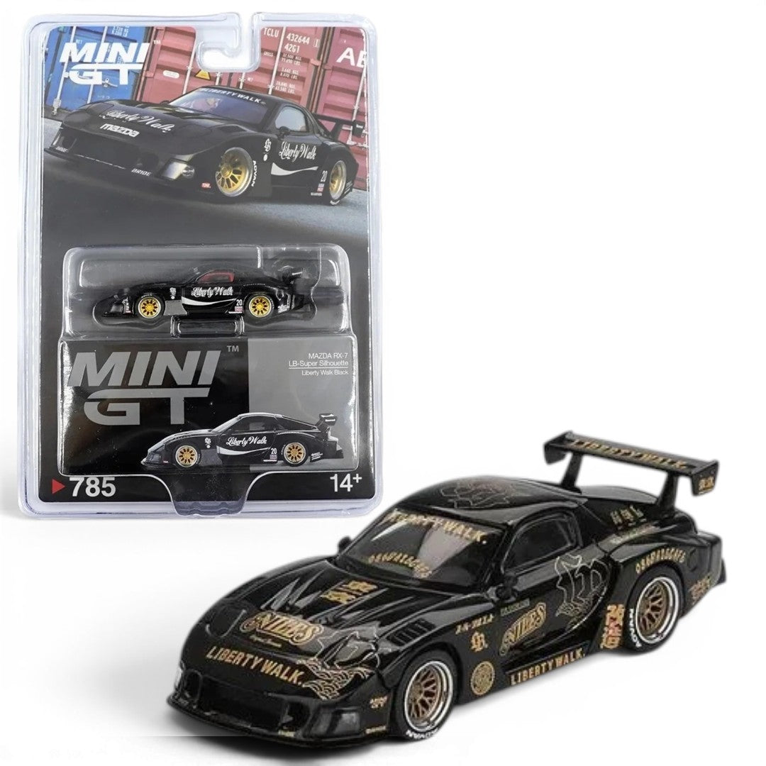 Mini GT 1:64 Blister Pack Mazda RX-7 LB Super Silhouette FD-NILES Black | Liberty Walk Widebody | Premium Diecast Model MGT01101-BL