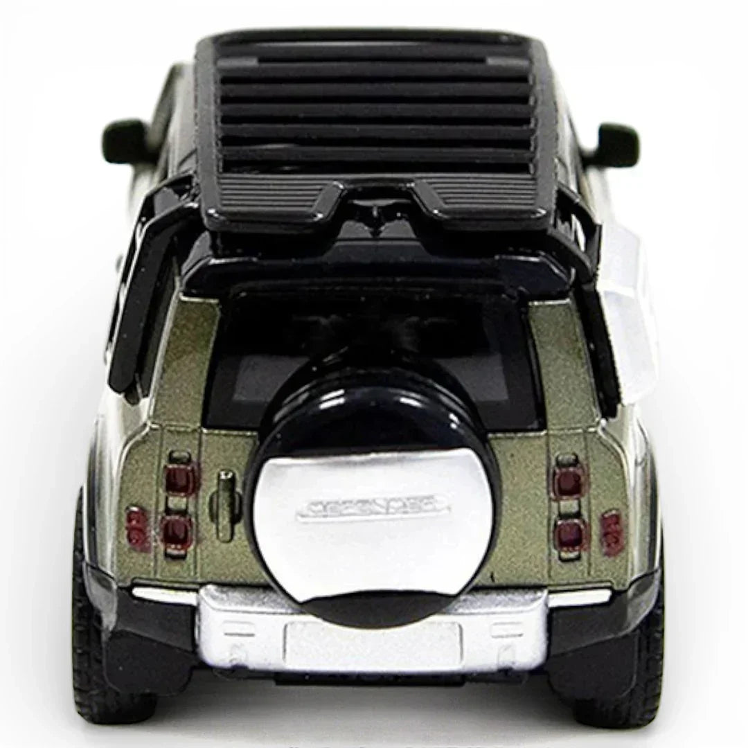 MSZ 1:42 Land Rover Defender 110 Die-Cast Model Car – Metallic Olive Green Pull Back with Openable Doors (67702)