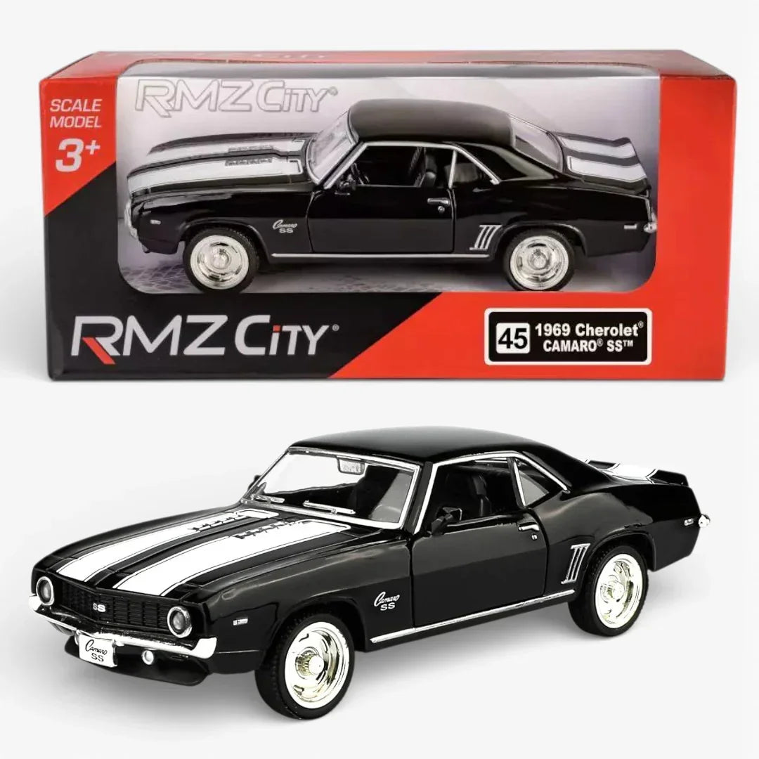 RMZ City 1:36 1969 Chevrolet Camaro SS Die-Cast Car | Pull Back & Go | Openable Doors | Red / Black