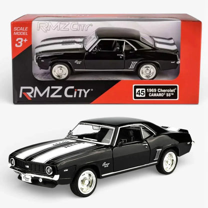 RMZ City 1:36 1969 Chevrolet Camaro SS Die-Cast Car | Pull Back & Go | Openable Doors | Red / Black