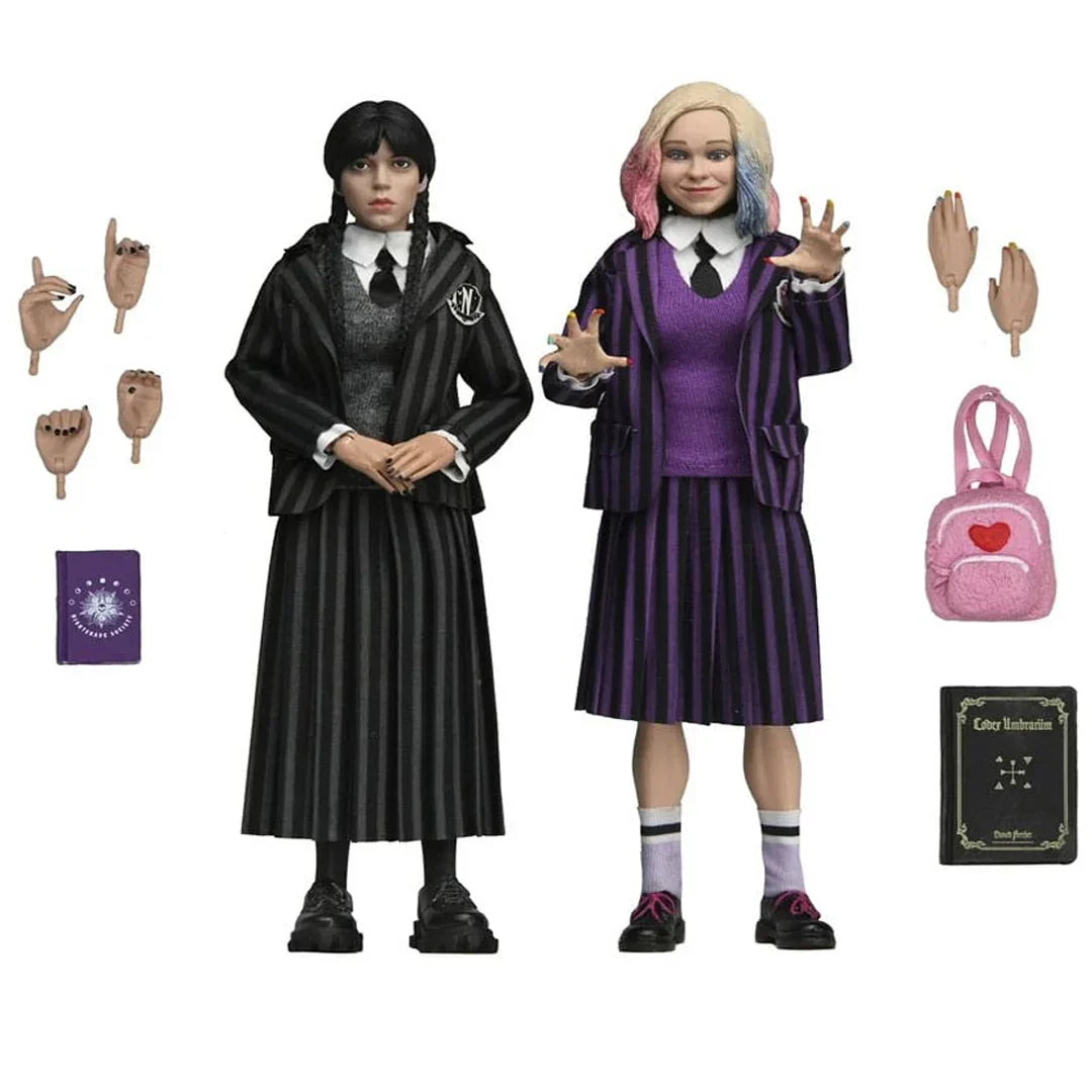NECA Wednesday – Wednesday Addams & Enid | Nevermore Uniform | 8-Inch Clothed Action Figure 2-Pack