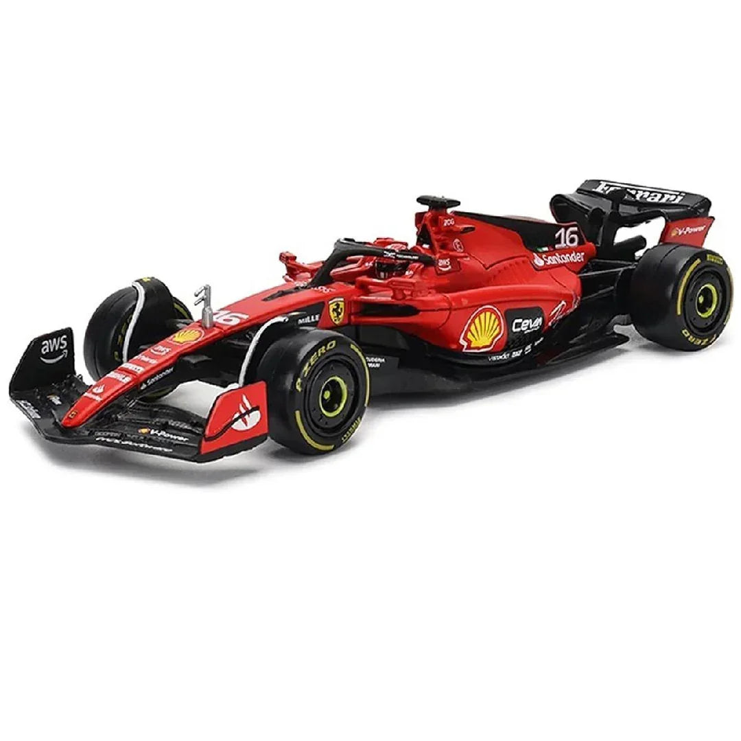 Bburago - 1/24 Scale Model Compatible with Ferrari SF23 F1# 16 Charles Leclerc 2023 with Pilot Figurine - Jaiman Toys