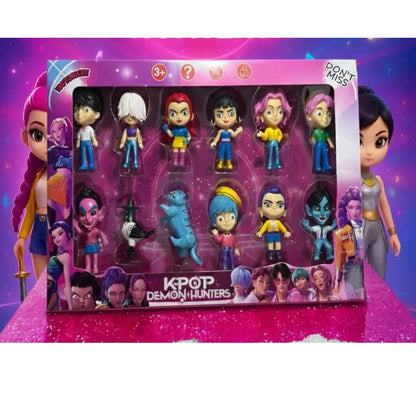 K-Pop Demon Hunters Mini Figures Set | 12-Piece Warrior & Demon Dolls | 10 cm Collectibles
