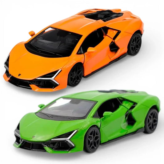 RMZ City Lamborghini Revuelto 1:36 Die-Cast Supercar | Pull Back & Go | Openable Doors | Orange / Green
