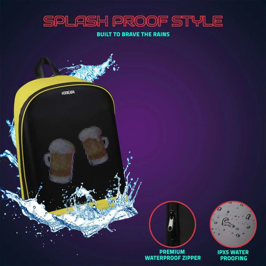 Hookaba Urban Buzz LED Backpack – Futuristic Hard Shell | Waterproof | 15.6” Laptop | Night-Ready Design - Jaiman Toys