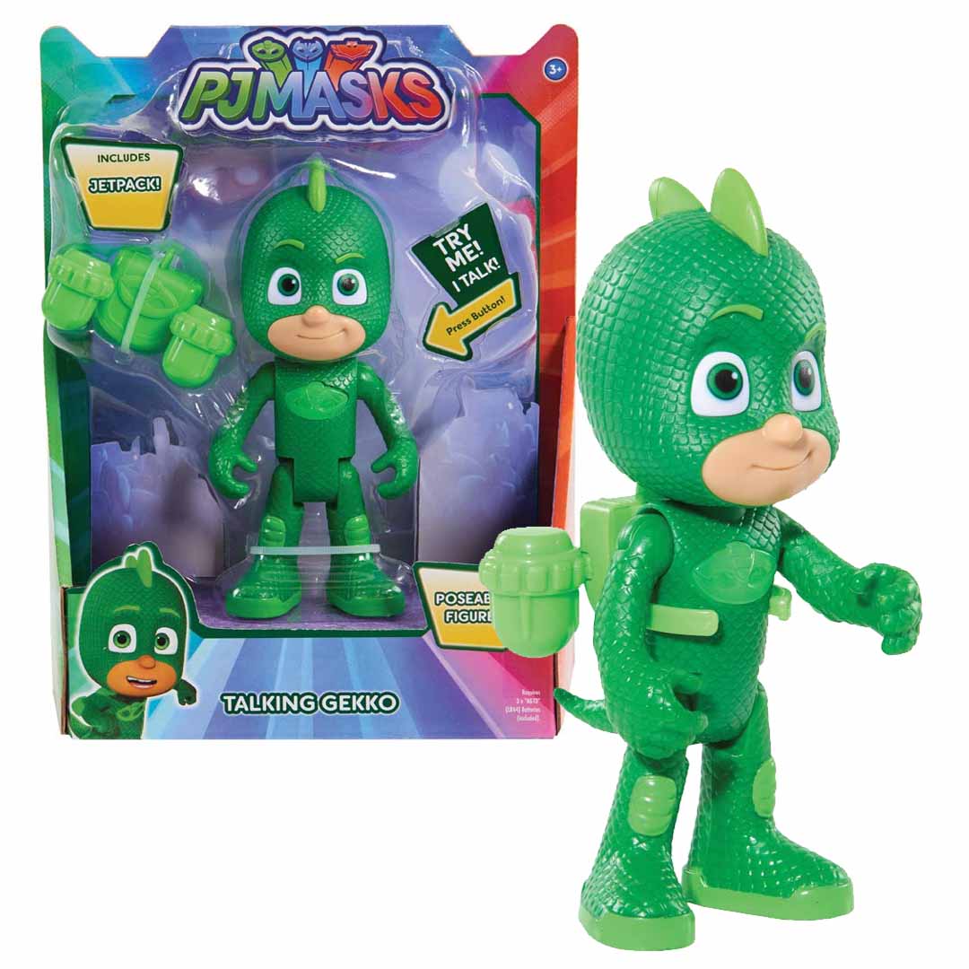 (Damaged Box) PJ Masks Talking Gekko Action Figure with Jetpack 6inch | Interactive Poseable Superhero Toy for Kids 3+