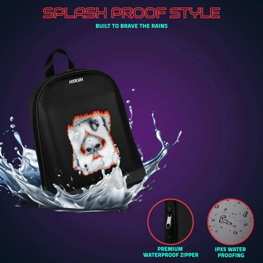 Hookaba Bold Bling Bag – LED Light-Up Fashion Backpack | Hard Shell | Waterproof | Statement Style - Black - Jaiman Toys
