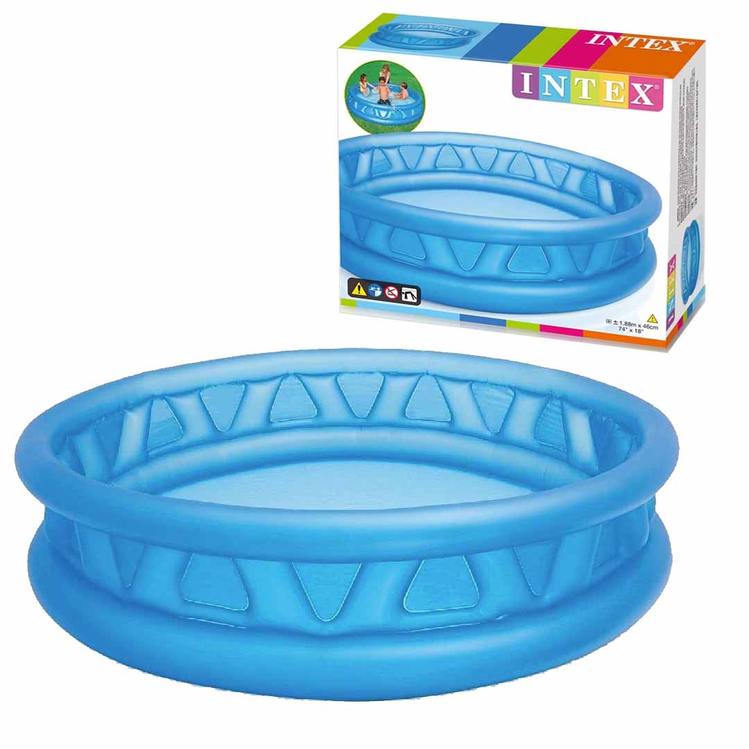 Intex 58431 Soft Side Inflatable Swimming Pool 74" x 18" – Kids & Family Round Outdoor Garden Pool