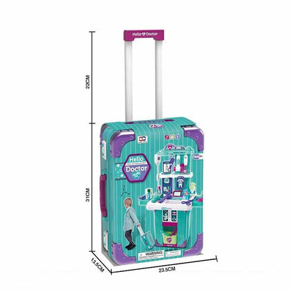 Portable Doctor Playset with Trolley Suitcase – Kids Pretend Medical Kit with Stethoscope, Doctor Tools & Accessories for Kids