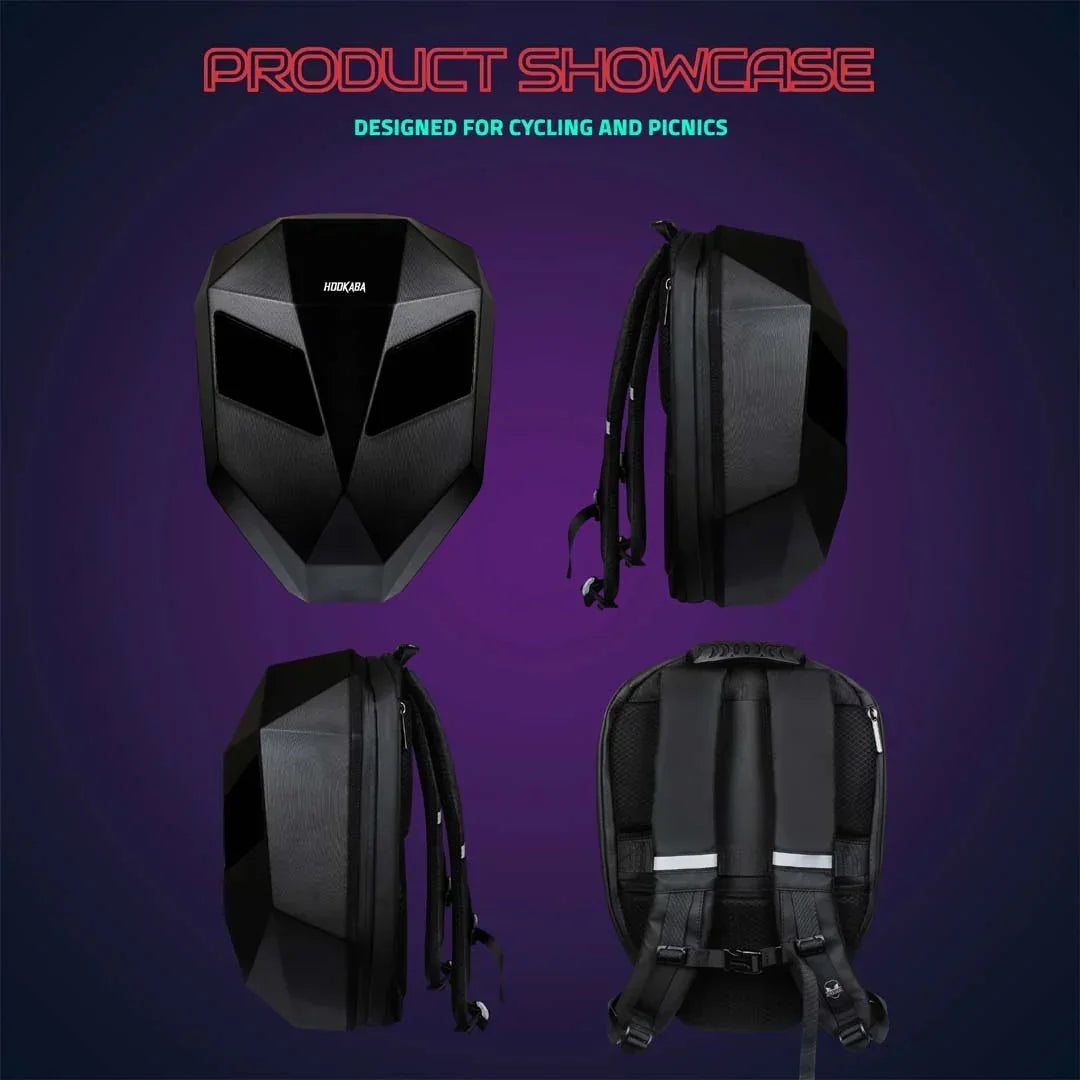 Hookaba Eye Rover Junior LED Biker Backpack – Hard Shell, Waterproof, 13” Laptop – Black - Jaiman Toys