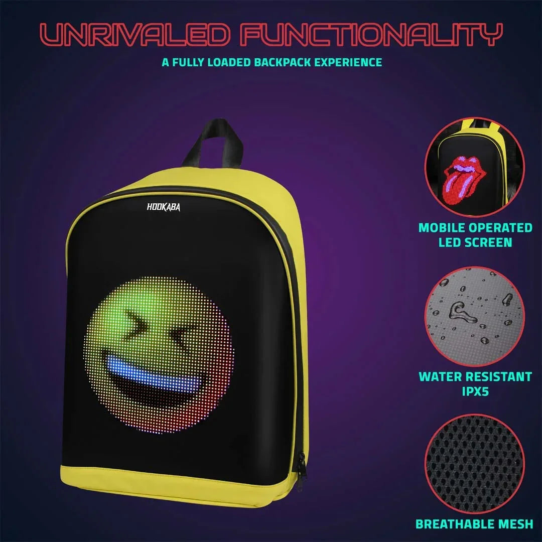 Hookaba Urban Buzz LED Backpack – Futuristic Hard Shell | Waterproof | 15.6” Laptop | Night-Ready Design - Jaiman Toys