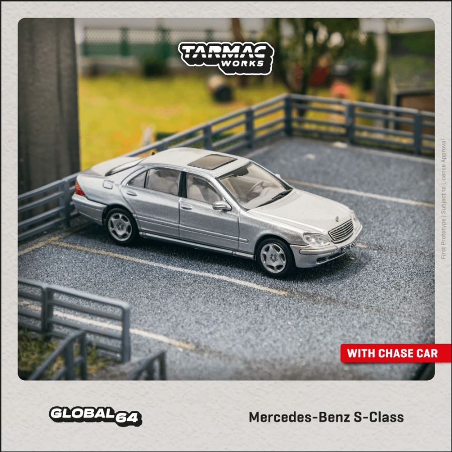 Tarmac Works GLOBAL64 1:64 Mercedes-Benz S-Class Brilliant Silver Metallic Diecast Model Car (T64G-072-SL)