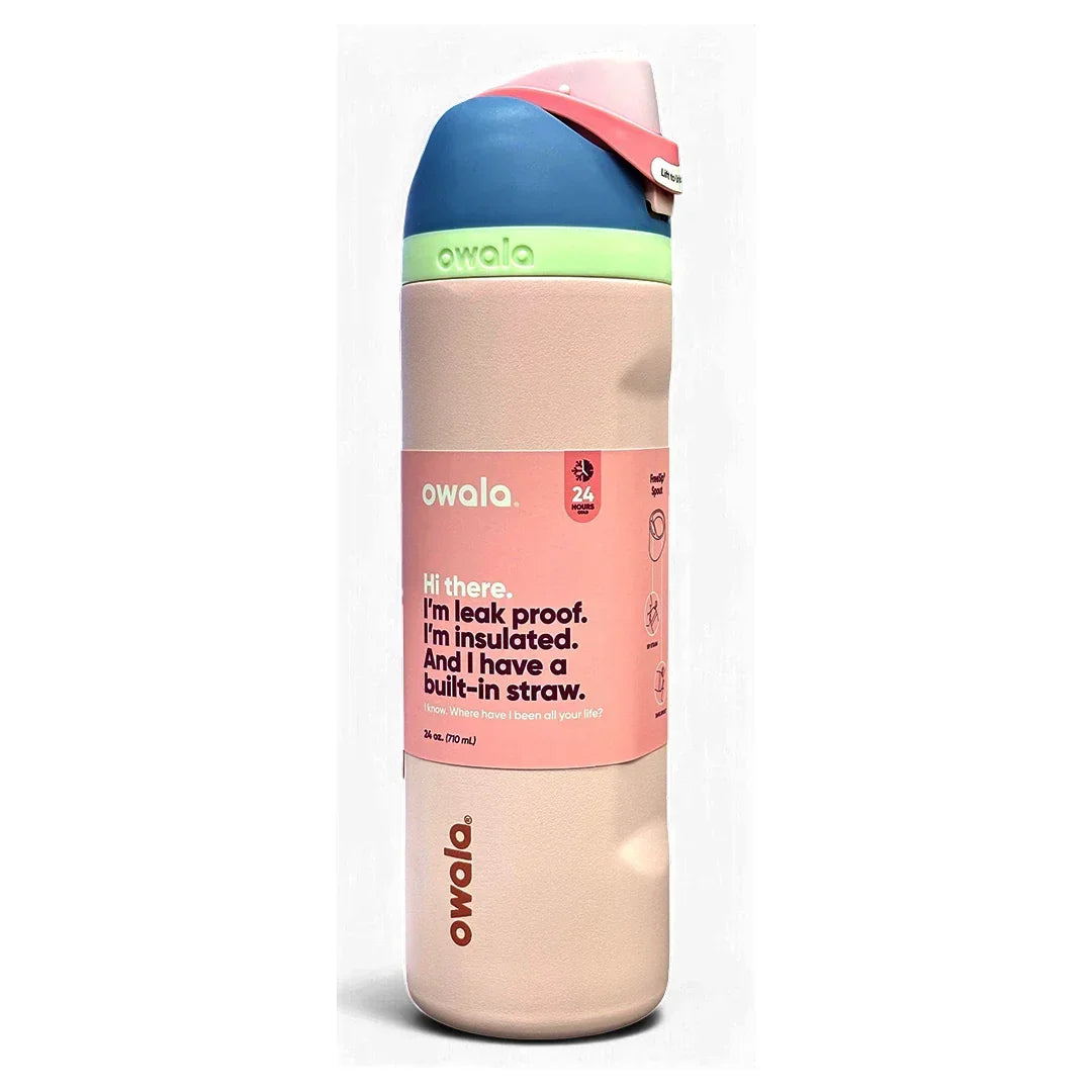 Owala FreeSip Insulated Stainless Steel Water Bottle with Straw for Sports, Travel, and School 24 OZ | 710 ML (Light Pink) - Jaiman Toys