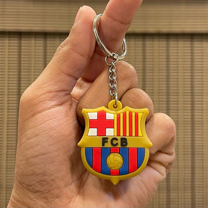 Football Club Logo Keychains Set of 3 – Manchester United F.C., FC Barcelona & Liverpool F.C. Rubber Keyrings for Fans