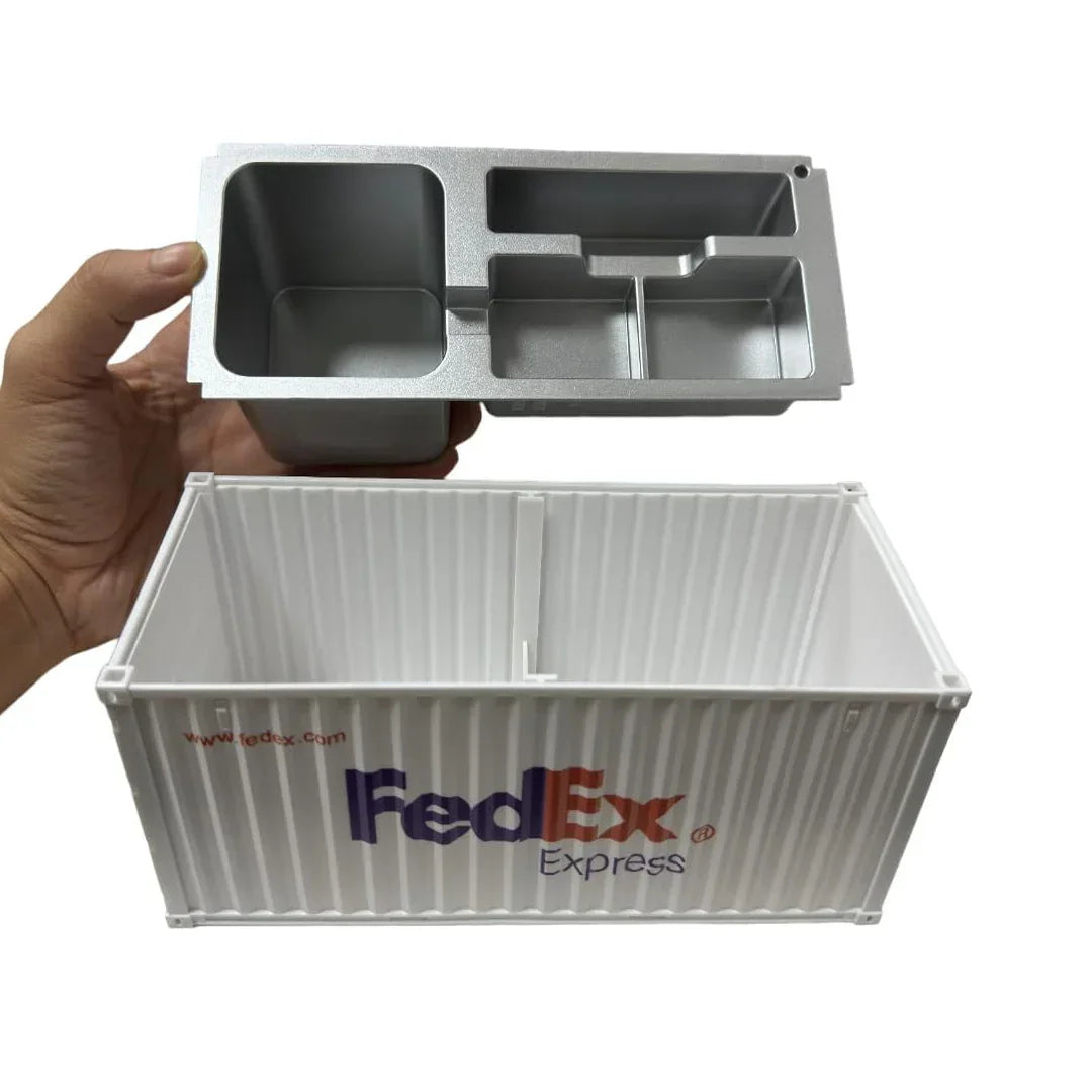 Shipping Container Style Pen Holder – Creative Desk Organizer with Open Top Storage | Industrial Office & Study Table Accessory