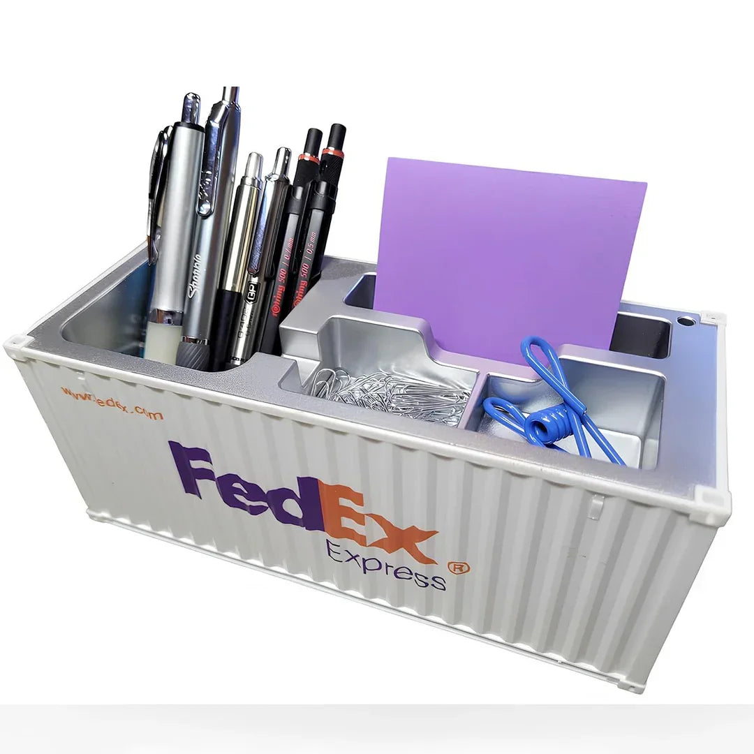 Shipping Container Style Pen Holder – Creative Desk Organizer with Open Top Storage | Industrial Office & Study Table Accessory