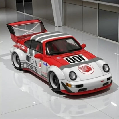 BSC 1:64 Porsche RWB 964 Racing #100  SCALE DIECAST CAR  MODEL BY BSC MODEL– ( WITH FIGURE )