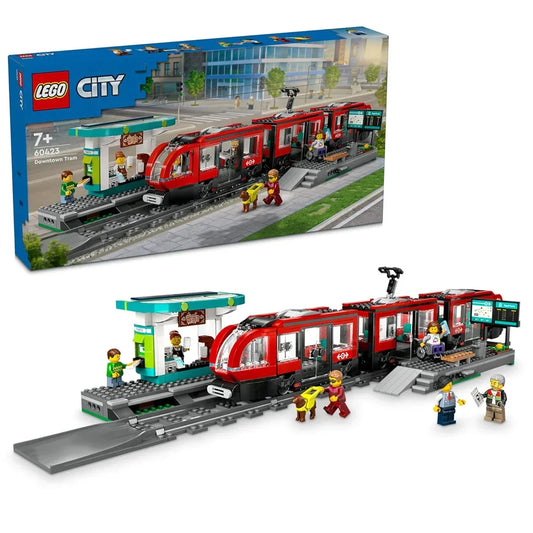 LEGO City 60423 Downtown Tram and Station Toy Set Building Blocks (811 Pieces) - Jaiman Toys