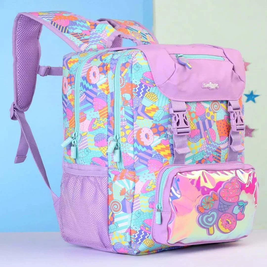 Smiggle School Bags Away Foldover Backpack – Lilac | Fun & Functional for Kids 3Y+ - Jaiman Toys