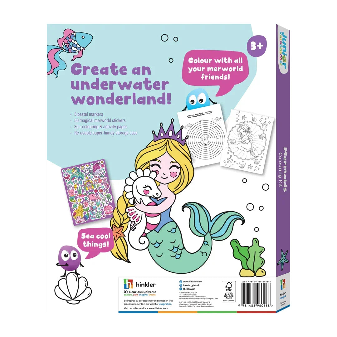 Junior Kaleidoscope Mermaid Colouring Kit- 50 Stickers and 5 Markers Age 3+ - Jaiman Toys
