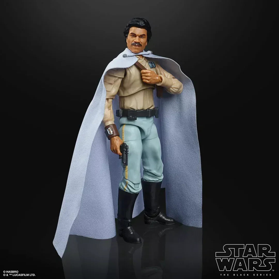Star Wars Lando Calrissian action figure with blaster, cape, collectible toy for kids and fans