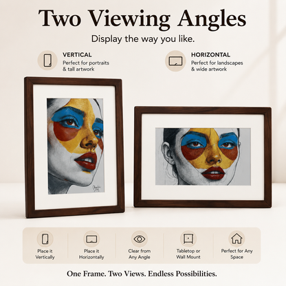 AI Art Frame 7.3" Classic Wooden Frame | Full-Color E Ink Spectra™ 6 Digital Picture Frame | Wi-Fi & Bluetooth | Wireless Battery Powered | Smart Art Display | 3,800+ Image Storage