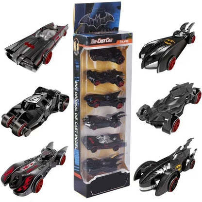 Batman Die-Cast Alloy Car Set (Pack of 6) | Push & Go Superhero Toy Cars | Premium Metal Mini Vehicles for Kids Ages 3+ | Collectible Black Bat Cars