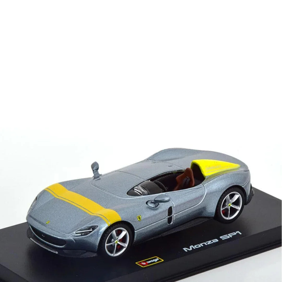 Bburago - 1/43 Scale Model Compatible with Ferrari Monza SP-1 2024 Signature Series Sports Car Model (Silver) Age 14+ - Jaiman Toys