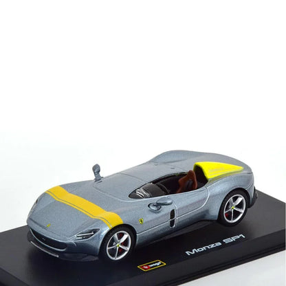 Bburago - 1/43 Scale Model Compatible with Ferrari Monza SP-1 2024 Signature Series Sports Car Model (Silver) Age 14+ - Jaiman Toys