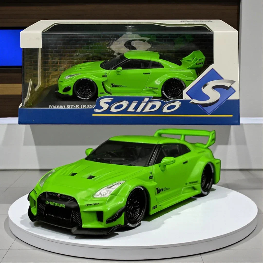 Solido 1:43 Nissan GT-R (R35) Liberty Walk Body Kit 2020 – Acid Green Diecast Model Car | S4311207