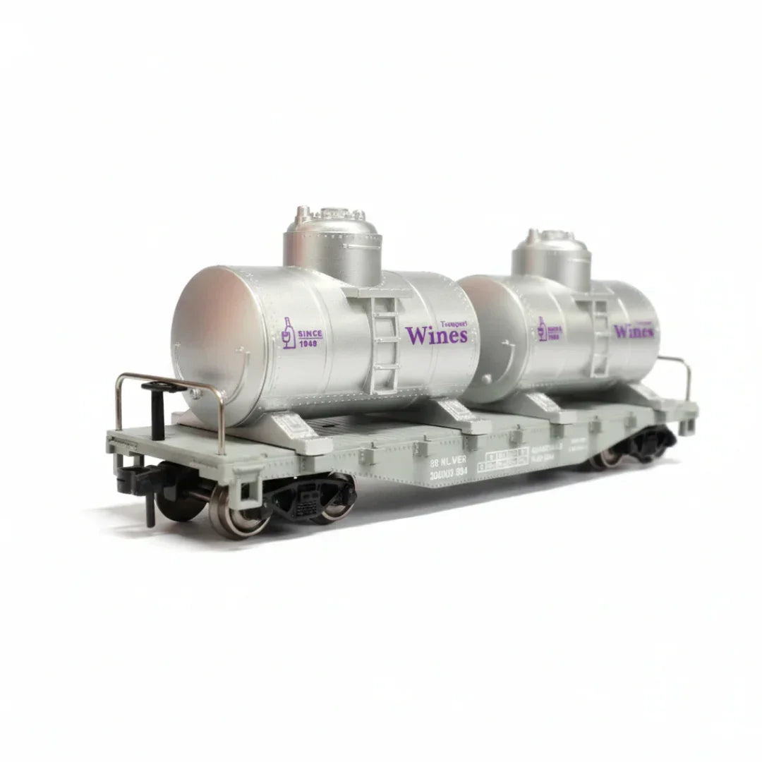 HANFIY HO Scale Flat Car with Dual Wine Tank Containers – Realistic Freight Wagon 1:87 Model Train | Hanfiy