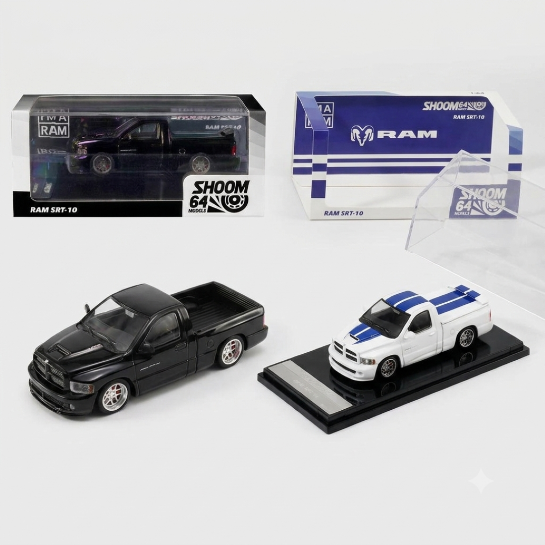 Shoom64 Models 1:64 Dodge Ram SRT-10 Pickup Truck Diecast Model Car | White & Black Colour Variants