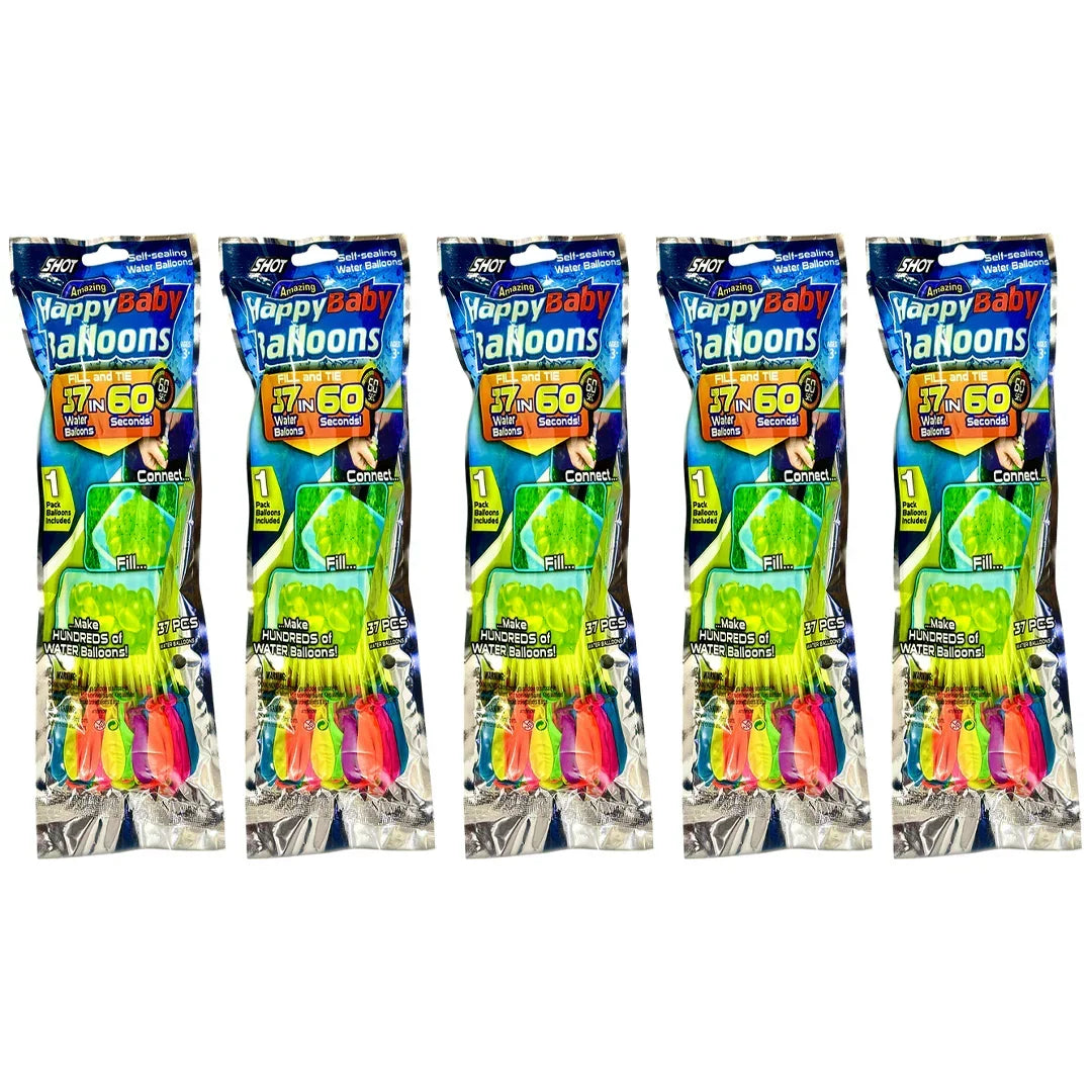 Happy Baby Water Balloons Holi for Kids Boys and Girls, Single Bunches Balloons (5 Pack) - Jaiman Toys