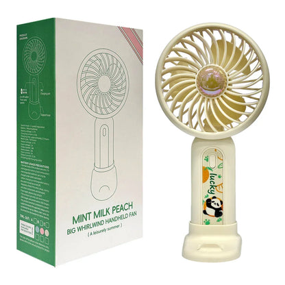 Mint Milk Peach Desktop Fan Mini Handheld Small Fan for Home, School USB Rechargeable & Portable Fan (Cream) - Jaiman Toys