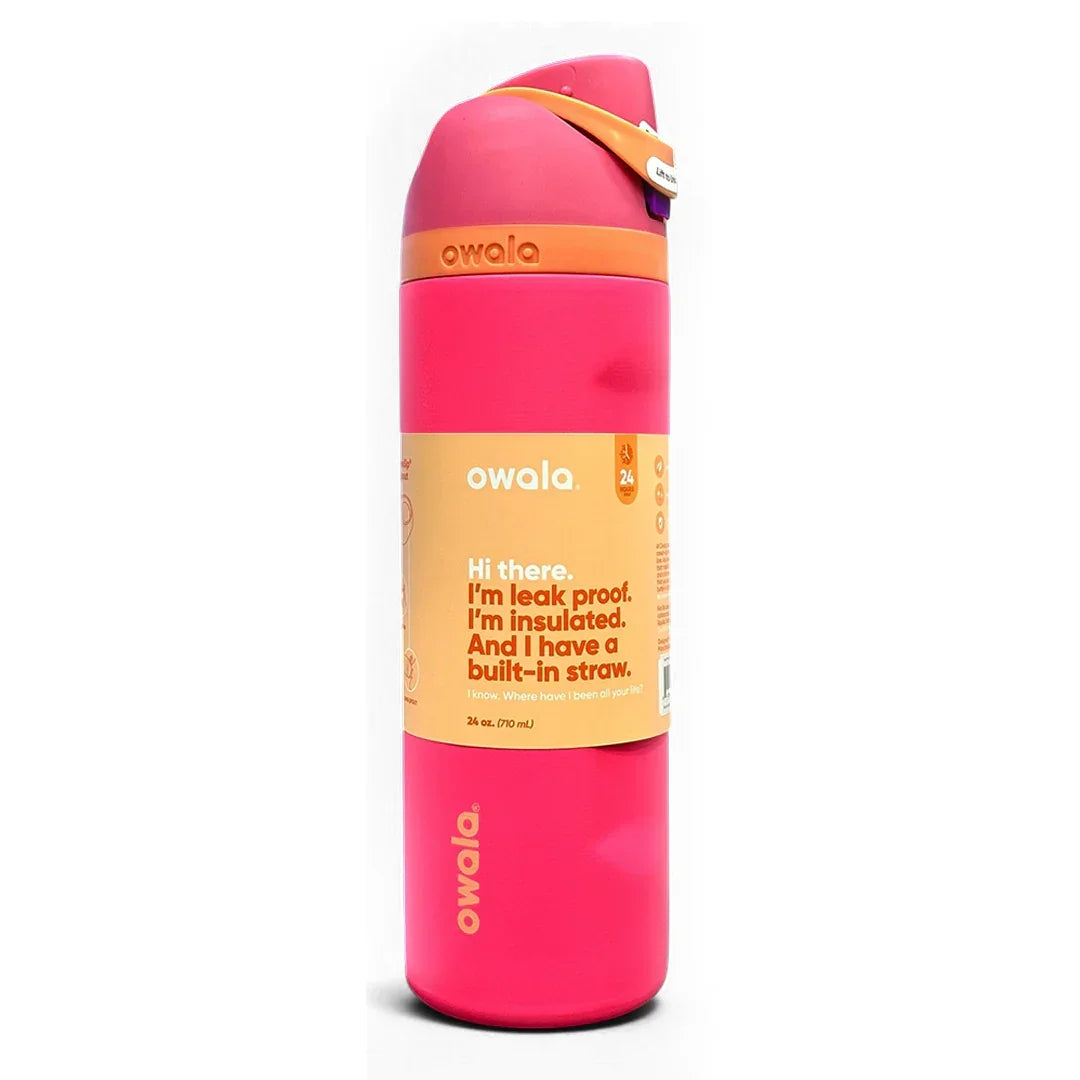Owala FreeSip Insulated Stainless Steel Water Bottle with Straw for Sports, Travel, and School 24 OZ | 710 ML (Dark Pink) - Jaiman Toys