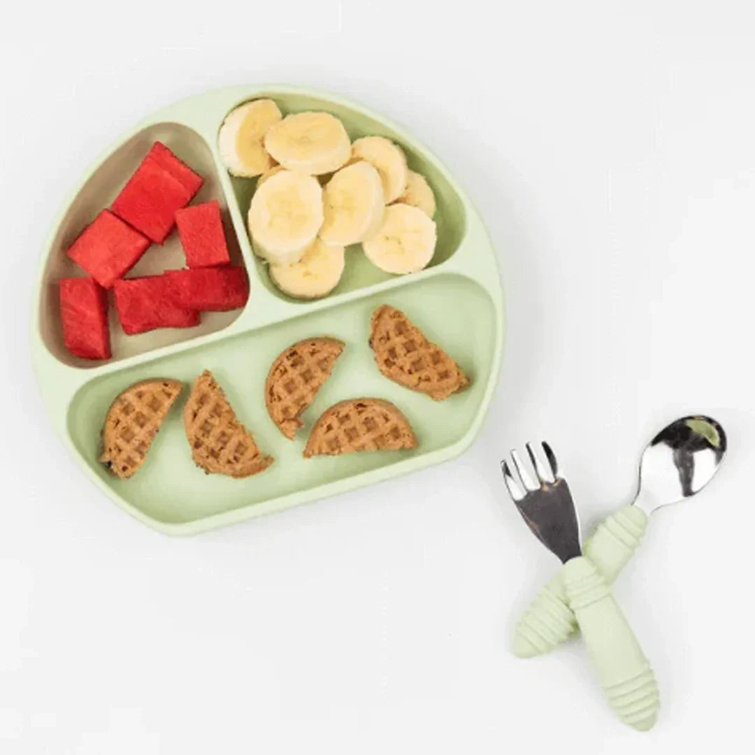 Bumkins Silicone Grip Dish green for Toddlers - Jaiman Toys