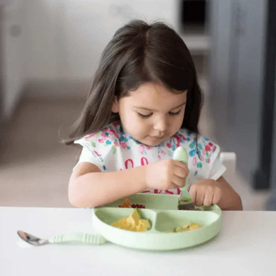 Bumkins Silicone Grip Dish green for Toddlers - Jaiman Toys