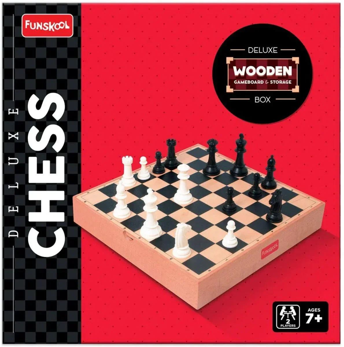 Funskool Deluxe Wooden Chess Set – Premium War & Strategy Board Game for Kids & Adults | Classic Wooden Board with Storage Box | 2 Players, Ages 7+
